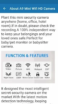 A9 Mini Wifi HD Camera Guide screenshot