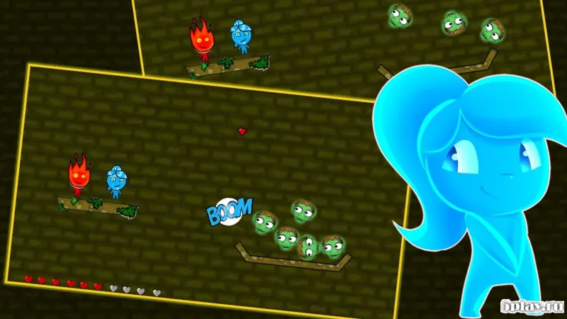 Fireboy Watergirl Shooter Alien - Teamwork game screenshot 4