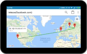 Intrace: Visual traceroute screenshot