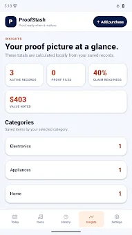 ProofStash Warranty Tracker screenshot