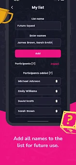 Random name picker for raffles screenshot