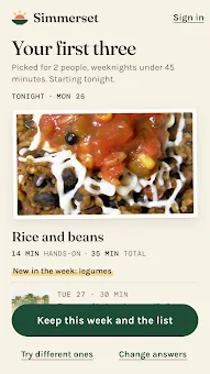 Simmerset: Meal Planner screenshot