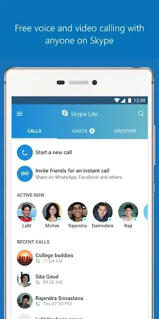 Skype Lite - Free Video Call & Chat 1.84.76.1 screenshot 1