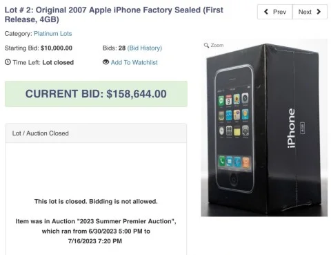 Рідкісна модель першого iPhone була продана з молотка за казковою кількістю