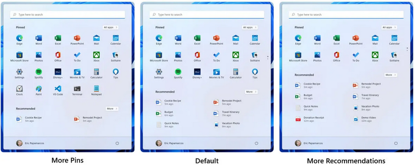 У Windows 11 ви можете налаштувати меню «Пуск»